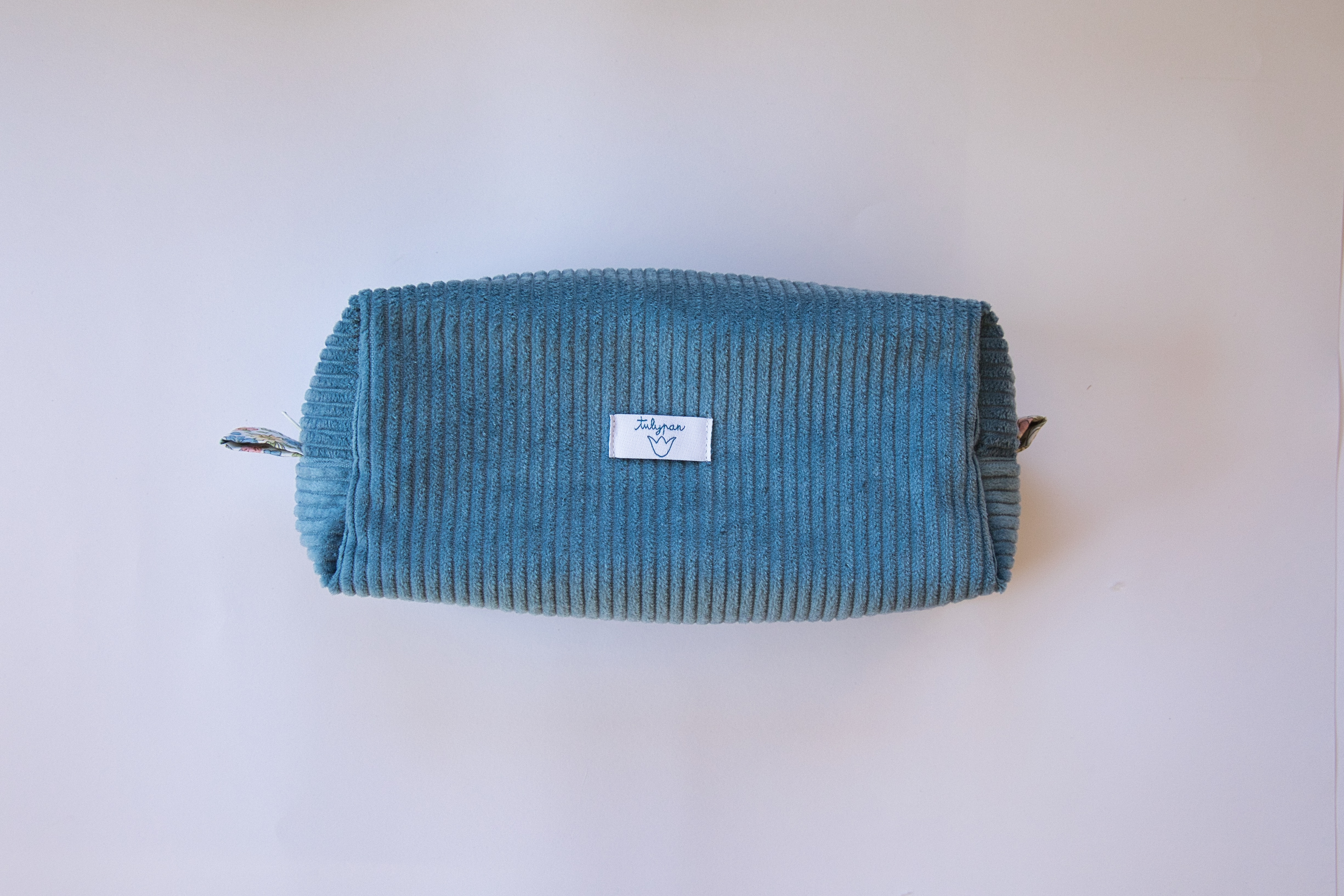 Large blue corduroy toiletry bag